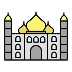 Vector Taj Mahal Filled Outline Icon Design