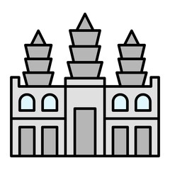 Vector Angkor Wat Filled Outline Icon Design