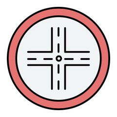 Vector Intersection Filled Outline Icon Design