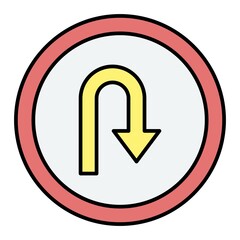 Vector U Turn Filled Outline Icon Design