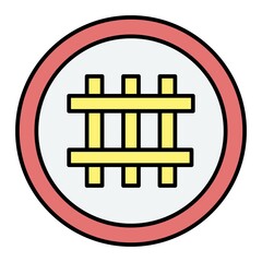 Vector Railroad Crossing Filled Outline Icon Design