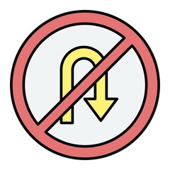 Vector No U Turn Filled Outline Icon Design