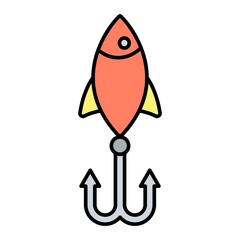 Vector Fishing Baits Filled Outline Icon Design