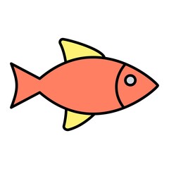 Vector Fish Filled Outline Icon Design