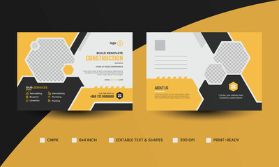 Construction renovation postcard template, construction EDDM postcard template