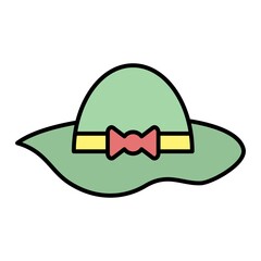 Vector Ladies Hat Filled Outline Icon Design