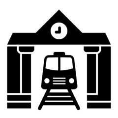 Vector Train Station Glyph Icon Design