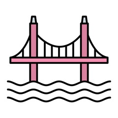 Vector Bridge Filled Outline Icon Design