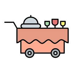 Vector Food Trolley Filled Outline Icon Design