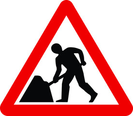 Road work traffic sign. Under construction road warning sign.