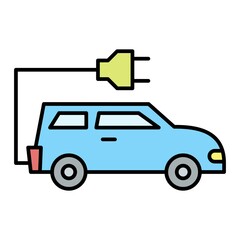 Vector Electric Car Filled Outline Icon Design