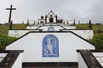The stairs to reach the church of Nossa Senhora da Paz, Sao Miguel, Azores