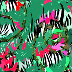 Abstract diagonal pattern from a modified image of a mixed autumn forest. Diagonal ornament in natural colors of autumn forest camouflage Leopard pattern.