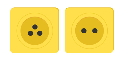 Yellow Socket.Electrical outlet. Energy, power vector socket design. 