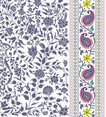 wedding card design, traditional paisley floral pattern , royal India	