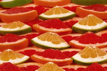 Pomelo and grapefruit slices background.