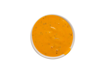 Sauce in a bowl isolated on white background.