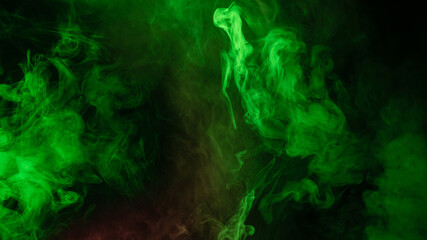 Green and pink steam on a black background.