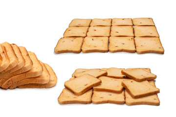 Delicious bread slices isolated on a white background.