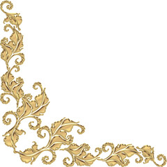 3D-image gold leaves floral corner ornament for ceiling decoration