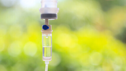 Natural vitamin iv drip set.concept saline intravenous drop supplement therapy infusion in...