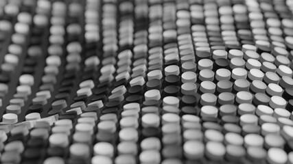 Obraz premium Abstract 3D Render Illustration Background design with Colorfull Gray Buttons.