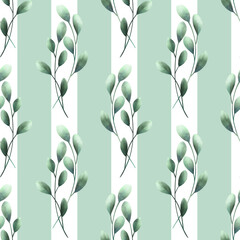 Floral seamless pattern with leaves. Decorative background with branches.