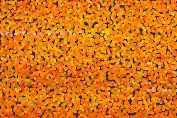 Saturated orange and red stains on dark purple backdrop