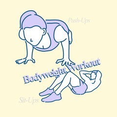 自重トレーニングをする男性と女性のイラスト