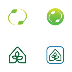 Logos of green Tree leaf ecology