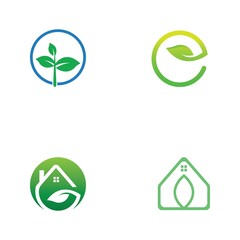 Logos of green Tree leaf ecology