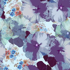 Photo of flowers on light background.  Floral seamless pattern.