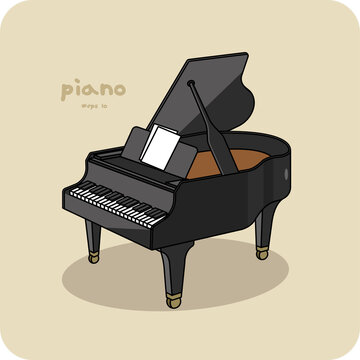 Piano Often used to play classical and jazz music, vector design and isolated background.