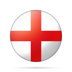 Glass light ball with flag of England. Round sphere, template icon. English national symbol. Glossy realistic ball, 3D abstract vector illustration highlighted on a white background. Big bubble