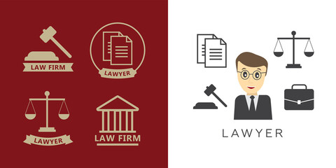 Lawyer concept. Lawyer icons in flat style. Lawyer sign and symbol vector. Lawyer set illustration