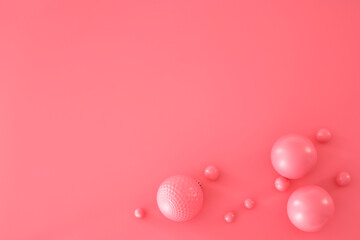 Pink Christmas composition. Trendy Xmas background, mockup. Modern design. Free space for text, copy space. Flat lay, top view.