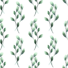 Floral seamless pattern with leaves. Decorative background with branches.
