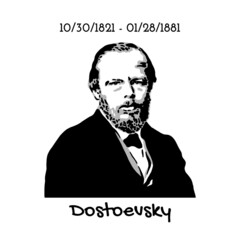 Vector portrait of Dostoevsky Fyodor Mikhailovich. The great Russian writer, short story writer, essayist, journalist and philosopher. Celebrity anniversary.