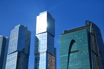 Naklejka premium blue skyscrapers in the Moscow city