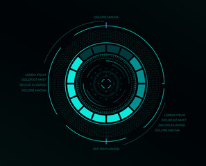 Futuristic cyberpunk hud ui element. Sci-fi interface, high tech bars, gaming panel dashboard design. Vector infographic