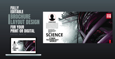 Brochure, ebook or presentation mockup ready for use, vector illustration easy to editable
