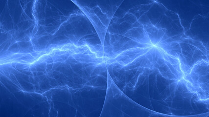 Obraz na płótnie Canvas Blue fractal lightning background, electrical abstract