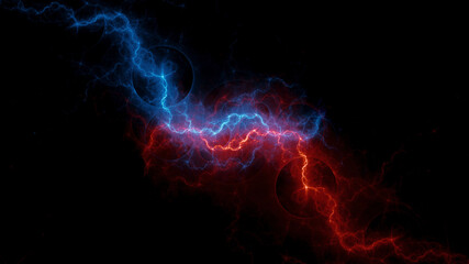 Fire and ice plasma lightning, abstract energy and electricity backgroundFire and ice plasma lightning, abstract energy and electricity background