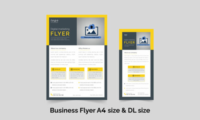 Fototapeta na wymiar business flyer design, company dl flyer, corporate flyer design ,annual report , brochure , dlflyer, presentations, magazine, book layout template, with page cover design and info chart element.