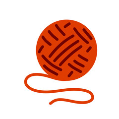 Ball of woolen threads. Hobbies, knitting and needlework.