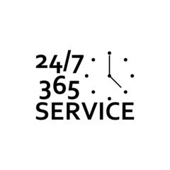 24 Hours a day service icon isolated on white background