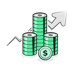 Stacks of coins showing profit growth 