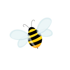 Cartoon bee mascot. A small bees flies. Wasp collection. Vector characters. Incest icon. Template design for invitation, cards. Doodle style