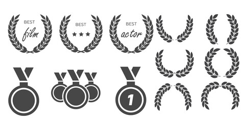 Set of laurel wreaths. Icon laurel wreat