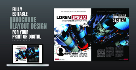 Brochure, ebook or presentation mockup ready for use, vector illustration easy to editable